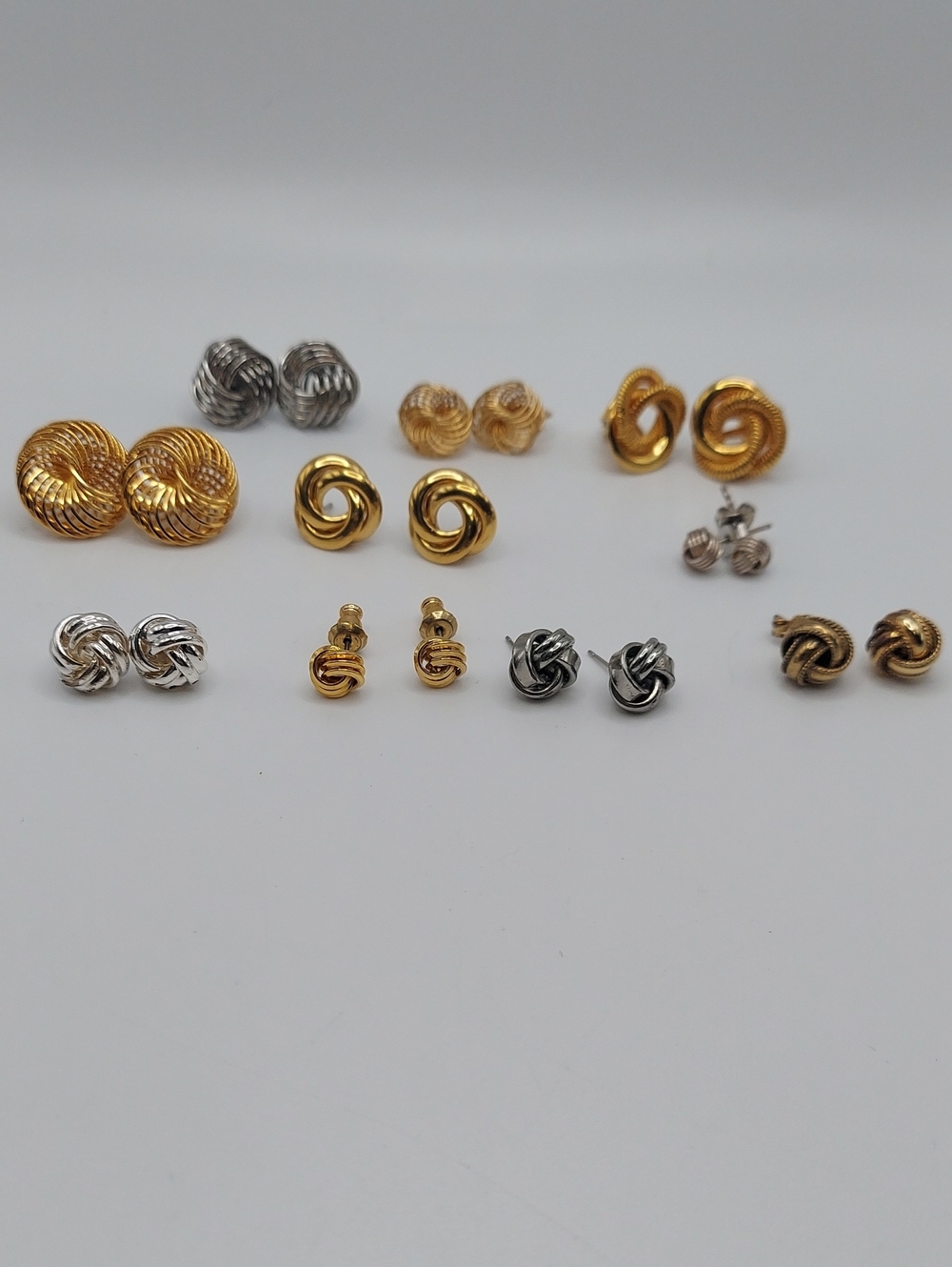 Love Knot Earrings, 10 Vintage Pairs, GC.